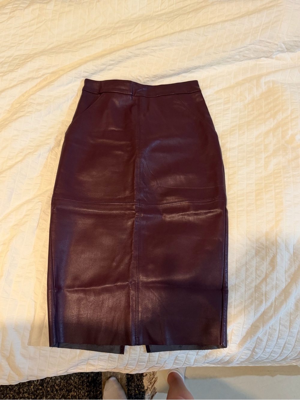 NWOT Express Slim Faux Leather Maroon Pencil Skirt